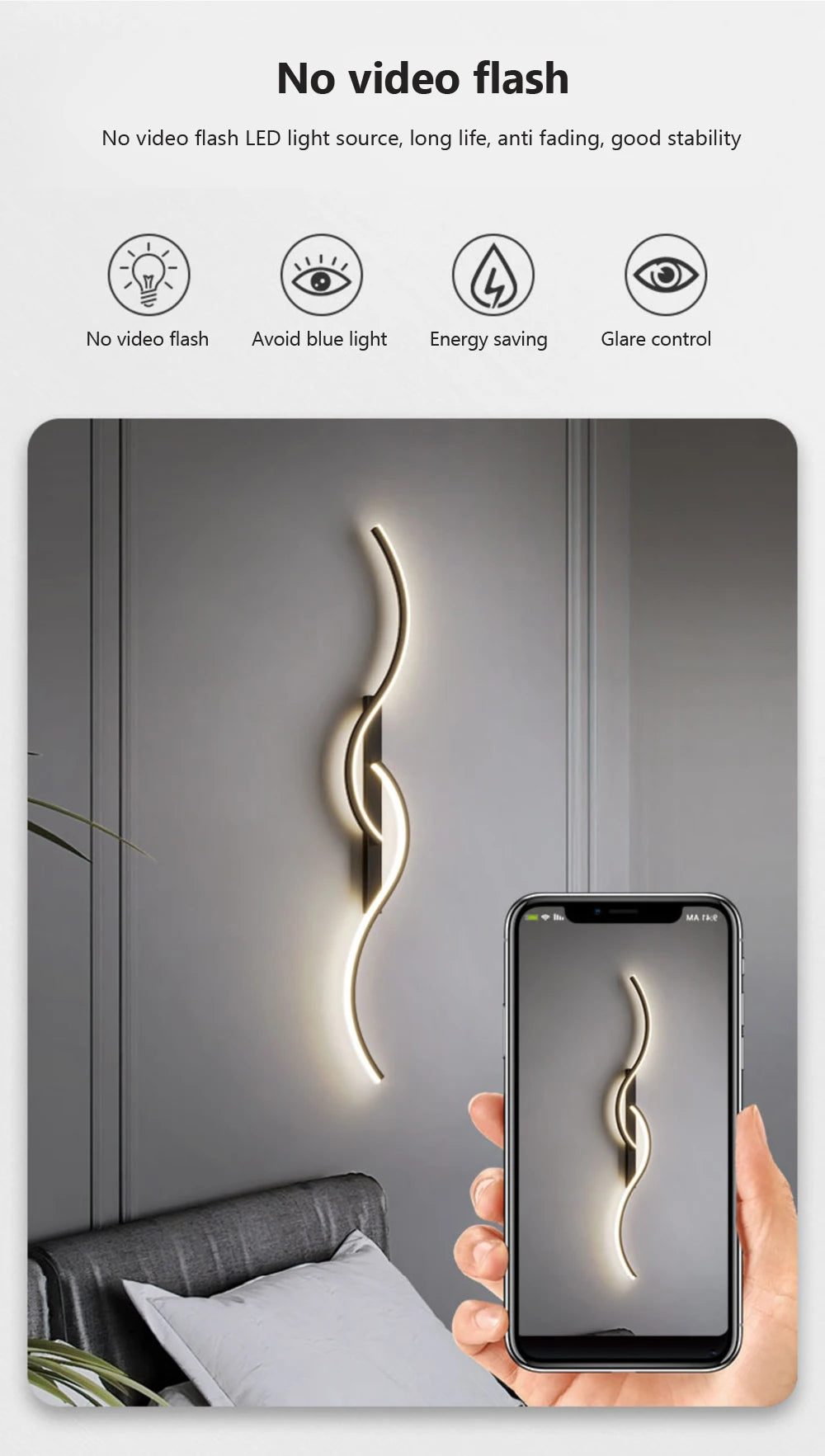 Modern LED Wall Sconce 💡 Sleek Black/Gold Wall Light