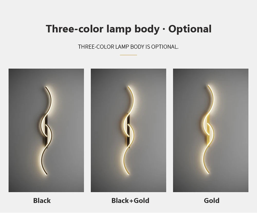 Modern LED Wall Sconce 💡 Sleek Black/Gold Wall Light