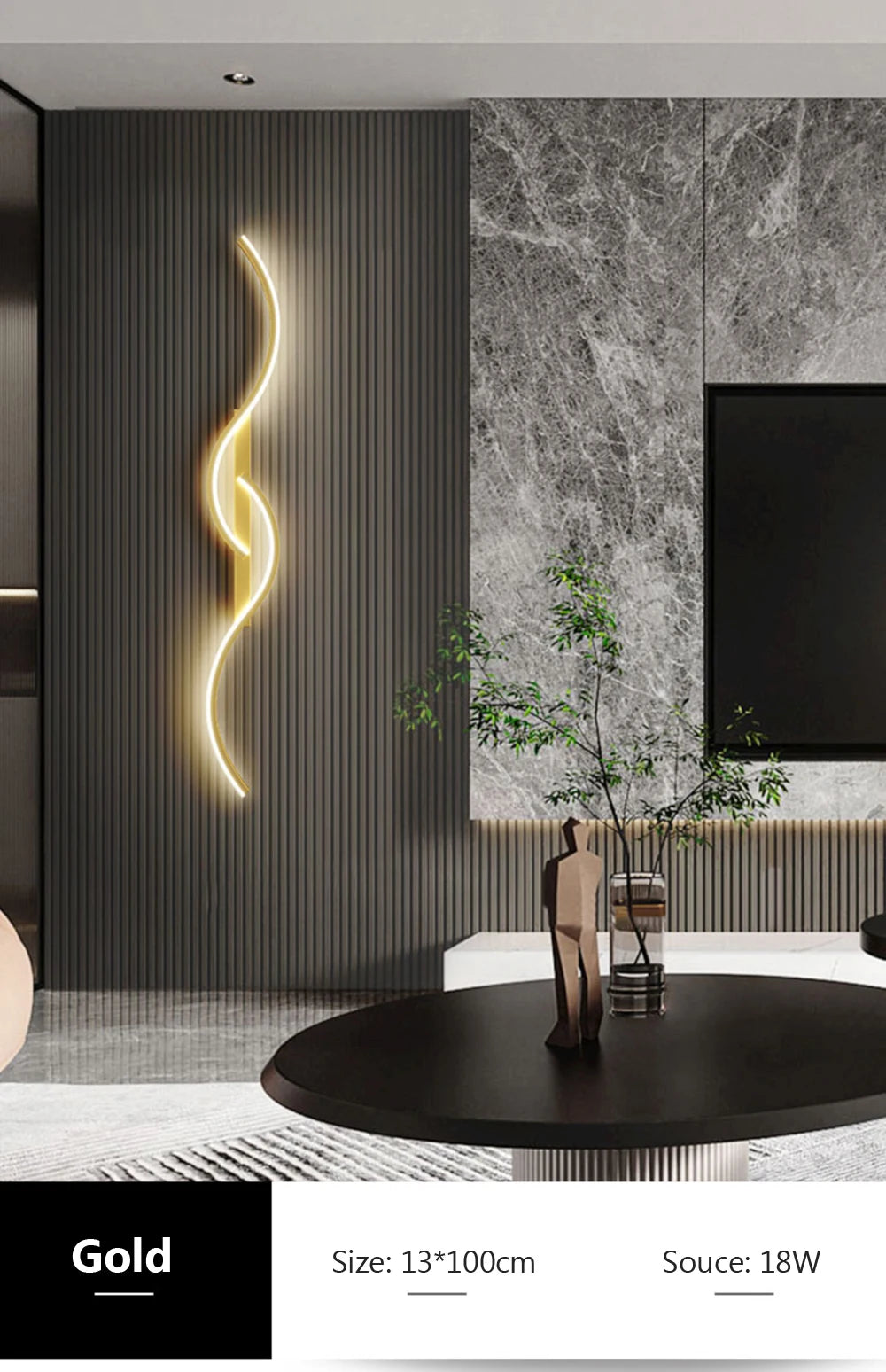 Modern LED Wall Sconce 💡 Sleek Black/Gold Wall Light