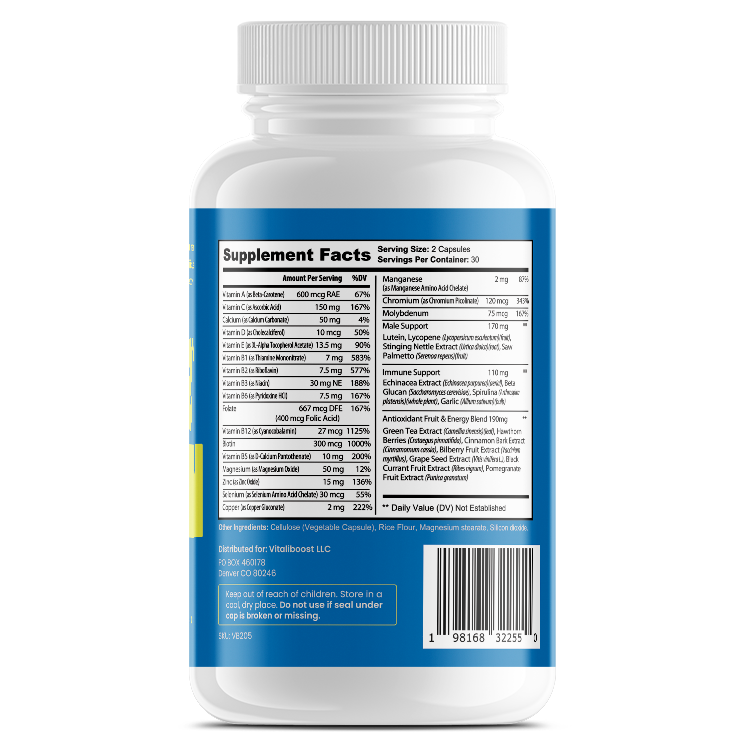 VB Health Men's Daily Multivitamin supplements facts
