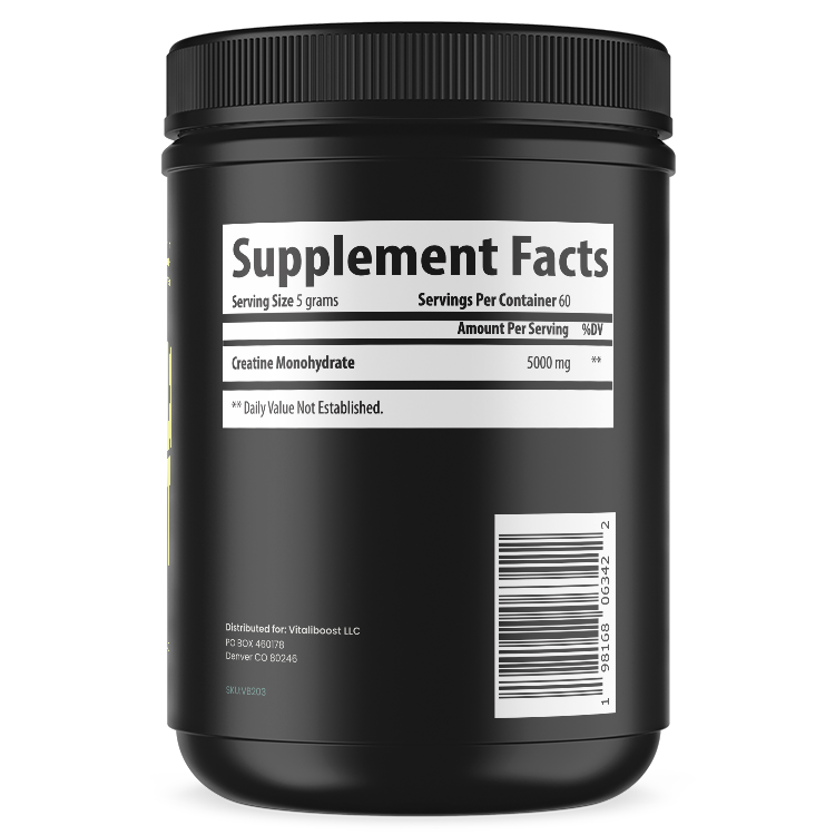 VB Health Creatine Monohydrate supplements facts