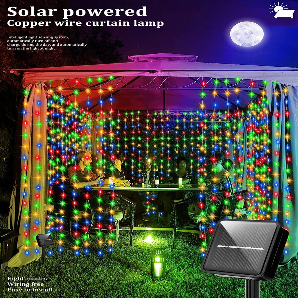 Solar Curtain String Lights