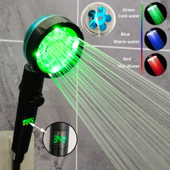 High-Pressure Temperature LED Propeller Shower Head 🌈 Color-Changing with Adjustable Stop Button