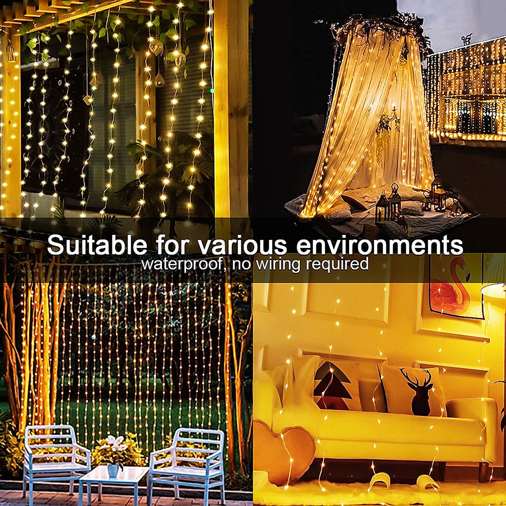 Solar Curtain String Lights