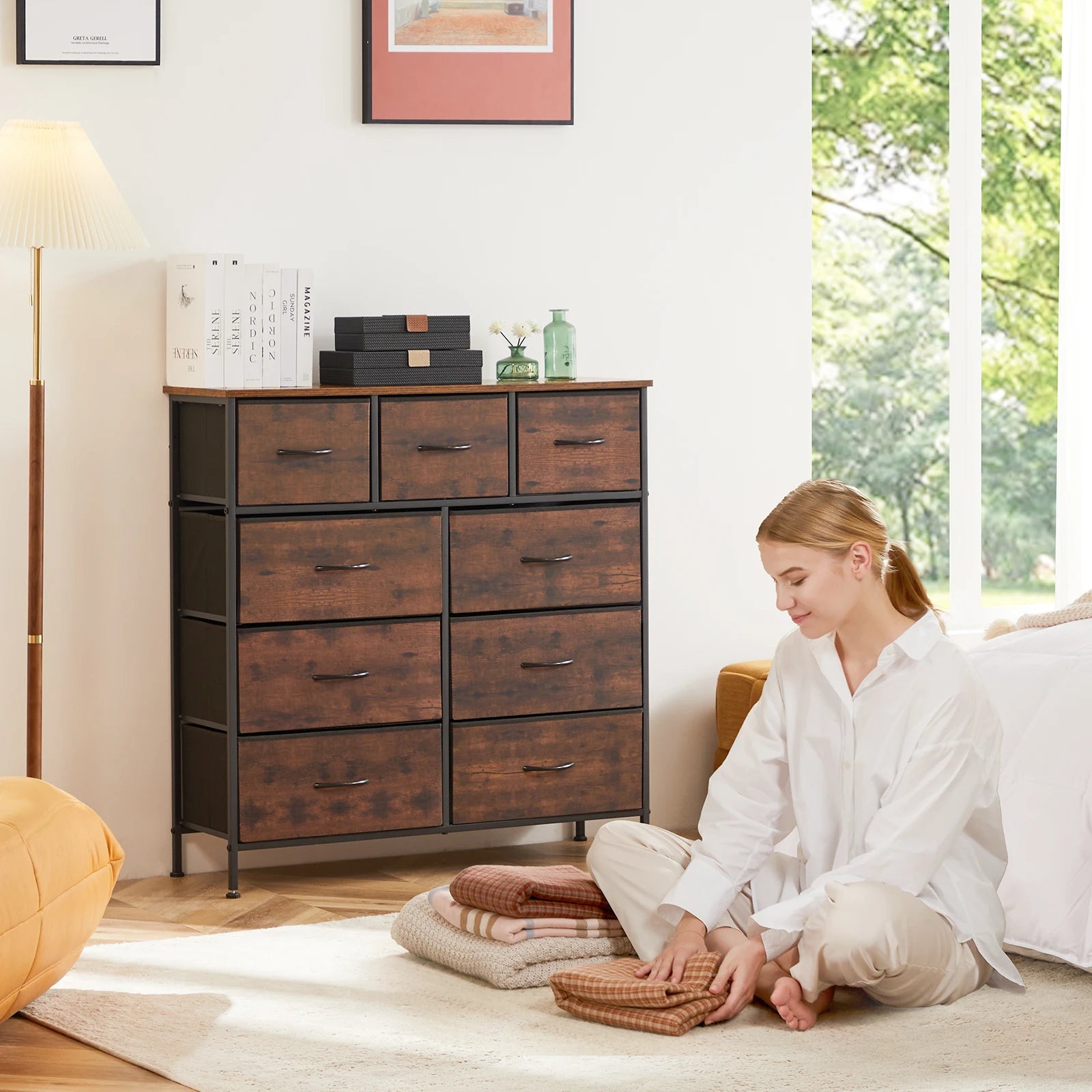 9-Drawer Fabric Dresser – Modern Storage Solution for Bedroom, Wardrobe, and Closet Organization