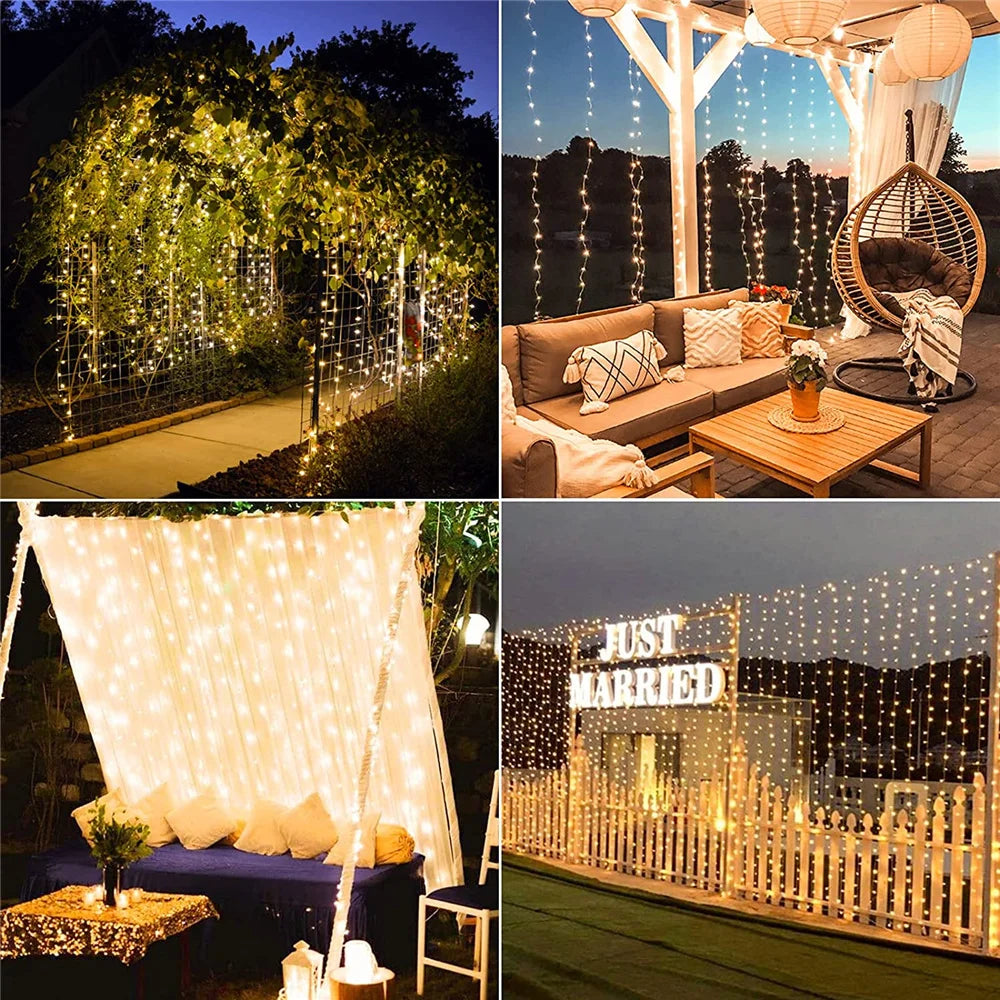 Solar Curtain String Lights