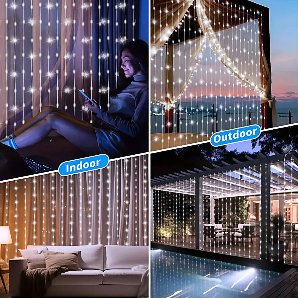 Solar Curtain String Lights