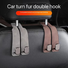 Premium Car Headrest Hooks 🚗✨ Double Hook with Suede Grip – Holds Up to 44 lbs! Upgrade Your Ride’s Organization