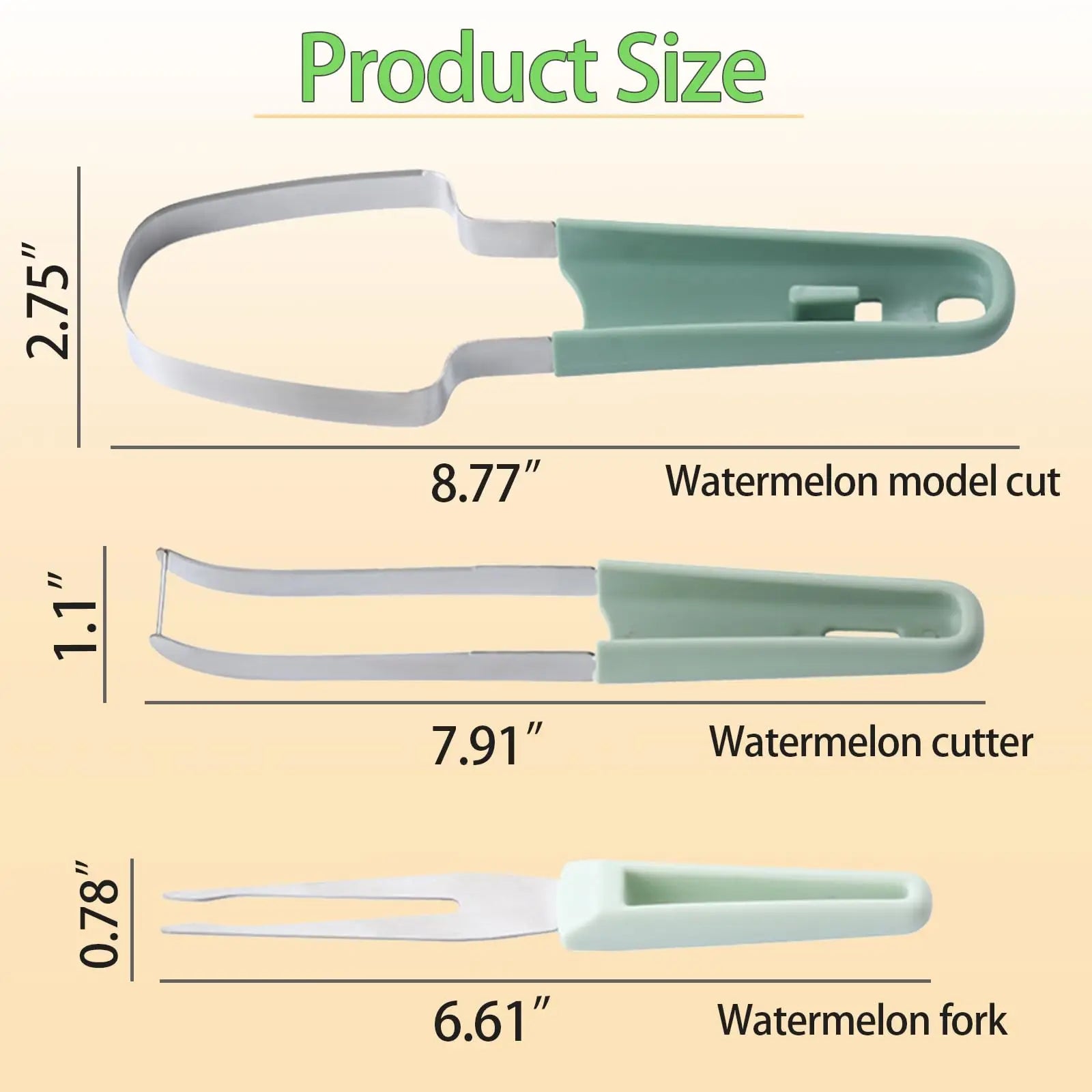 3-in-1 Watermelon Slicer & Fork 🍉✨ Stainless Steel Cutter