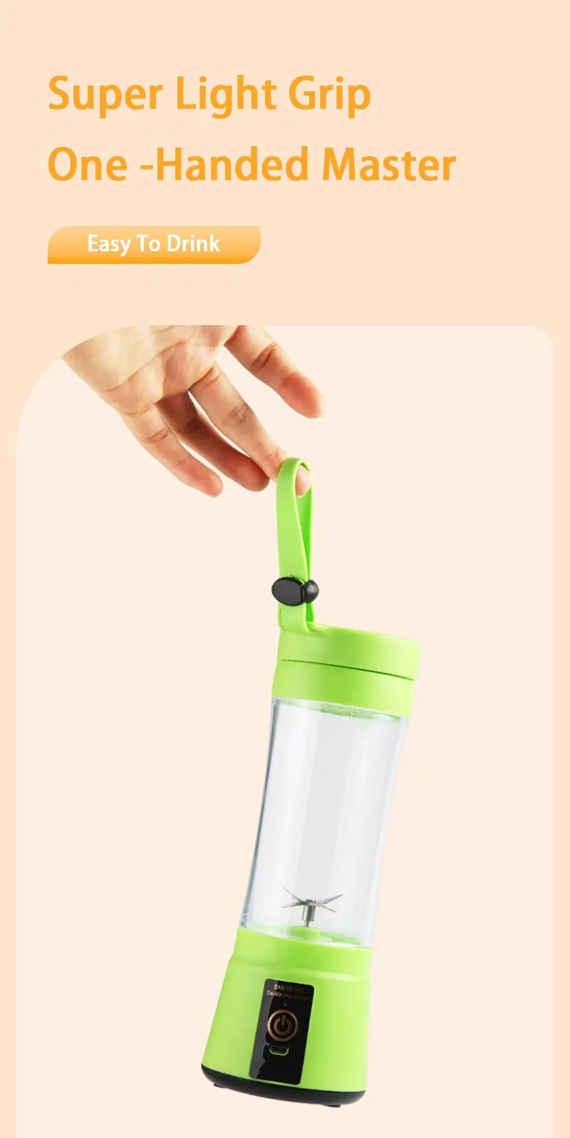 Portable Mini Juice Blender 🥤 Rechargeable 6-Blade Whirlwind Blender