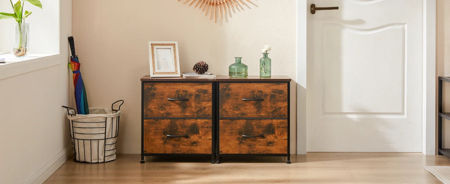 Modern Nightstand with 2 Fabric Drawers