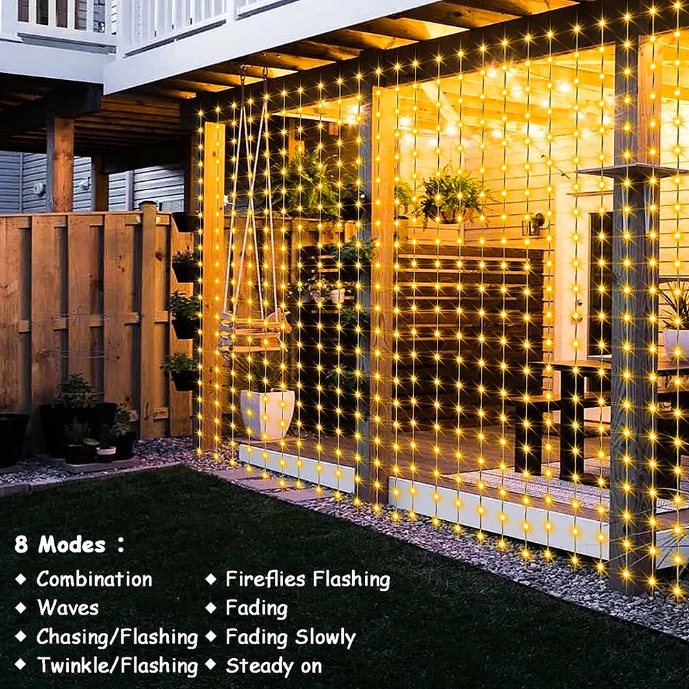 Solar Curtain String Lights