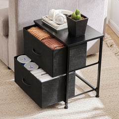 Modern Nightstand with 2 Fabric Drawers