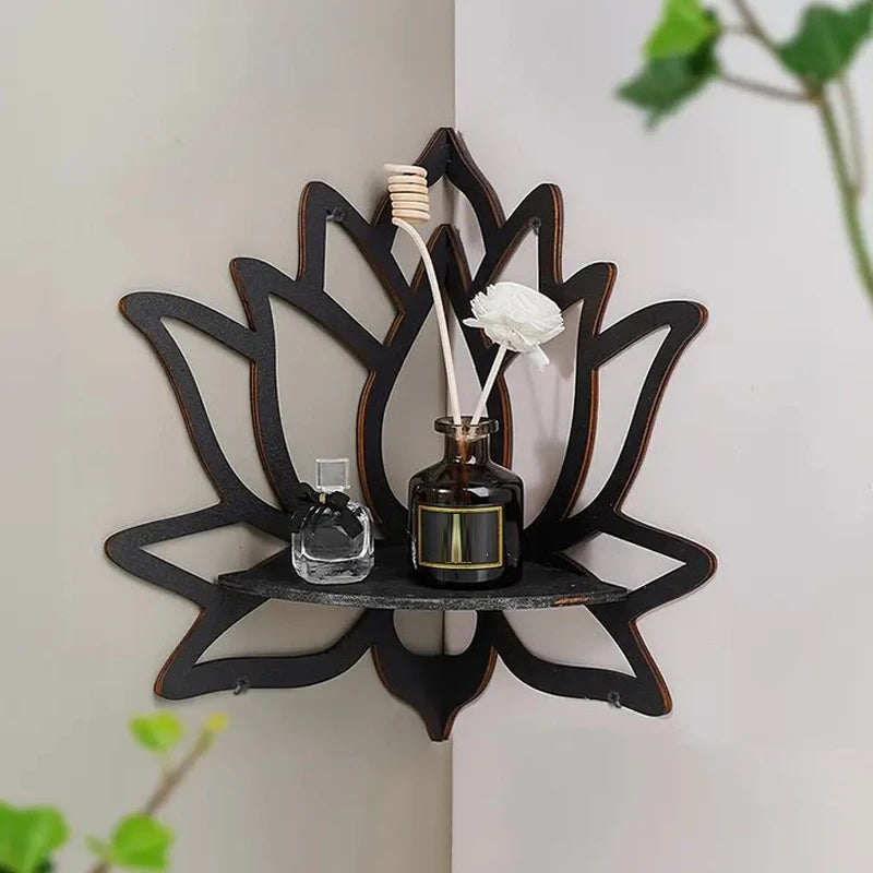 Wooden Lotus Aromatherapy Shelf