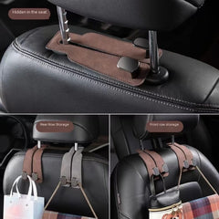 Premium Car Headrest Hooks 🚗✨ Double Hook with Suede Grip – Holds Up to 44 lbs! Upgrade Your Ride’s Organization