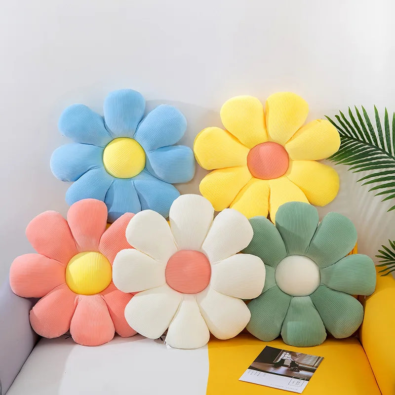 Cute Daisy Pillow Flower Toy Plant Stuffed Doll for Kids Girls Gifts Stretch Soft Sofa Cushion Tatami Floor Pillows Home Decor