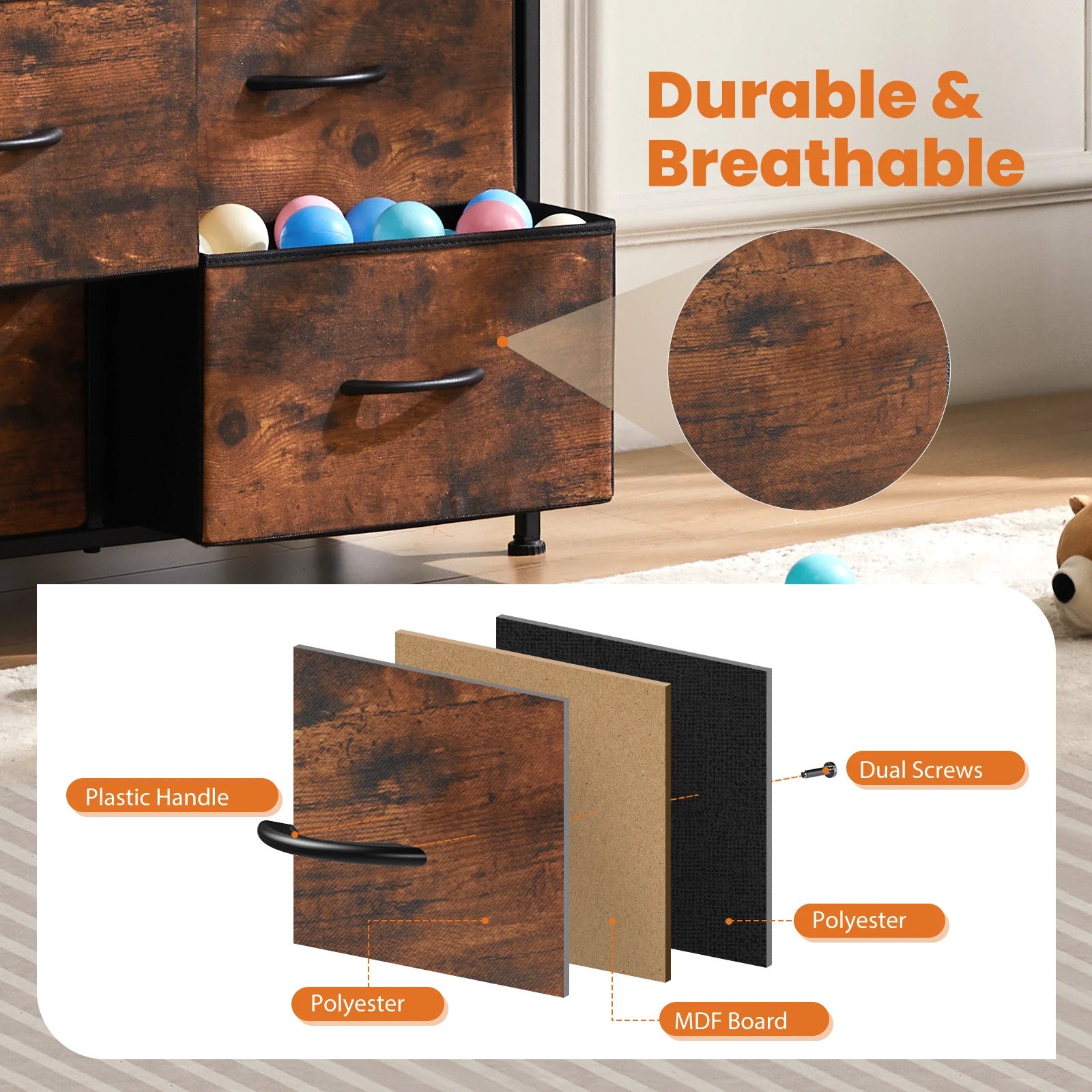 9-Drawer Fabric Dresser – Modern Storage Solution for Bedroom, Wardrobe, and Closet Organization