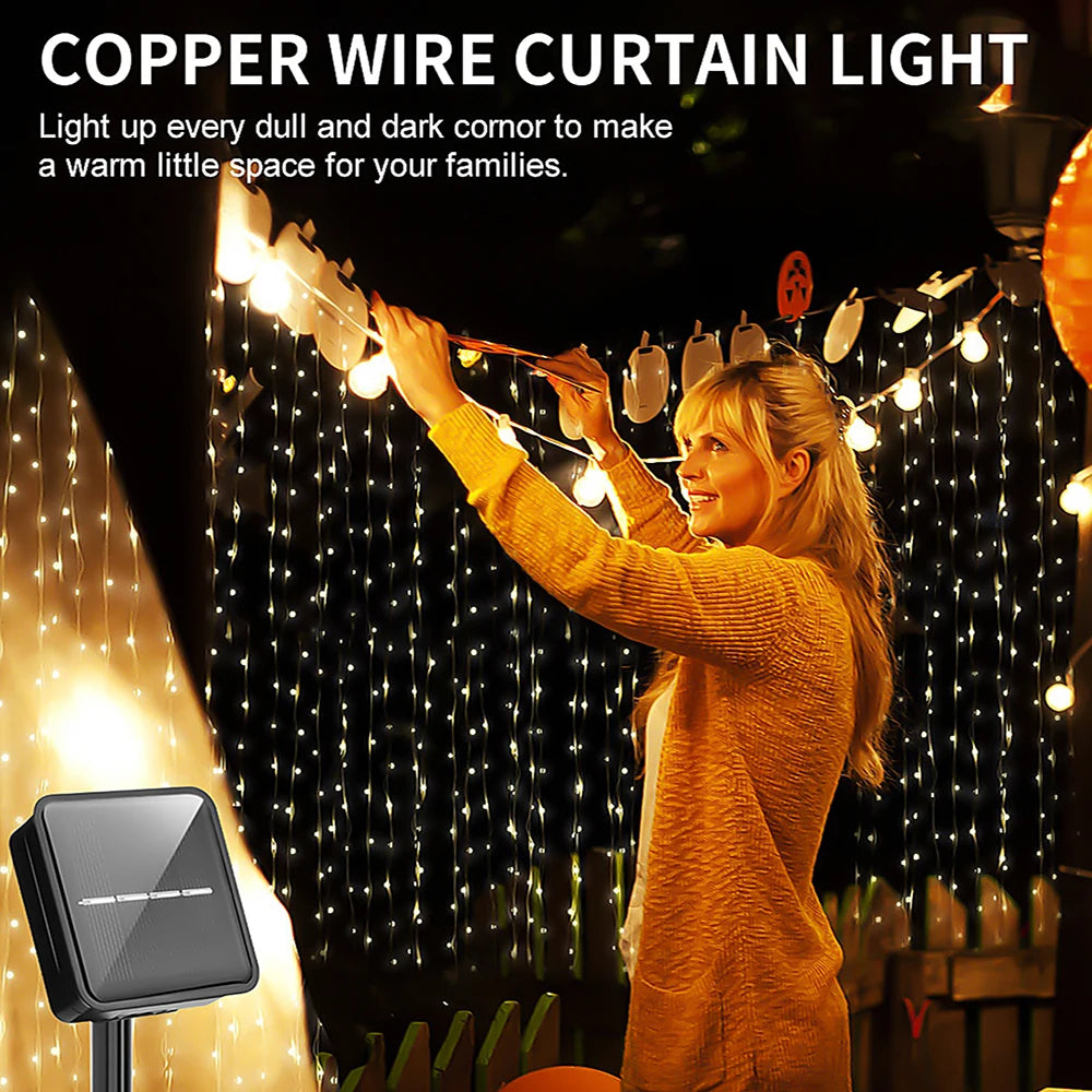 Solar Curtain String Lights