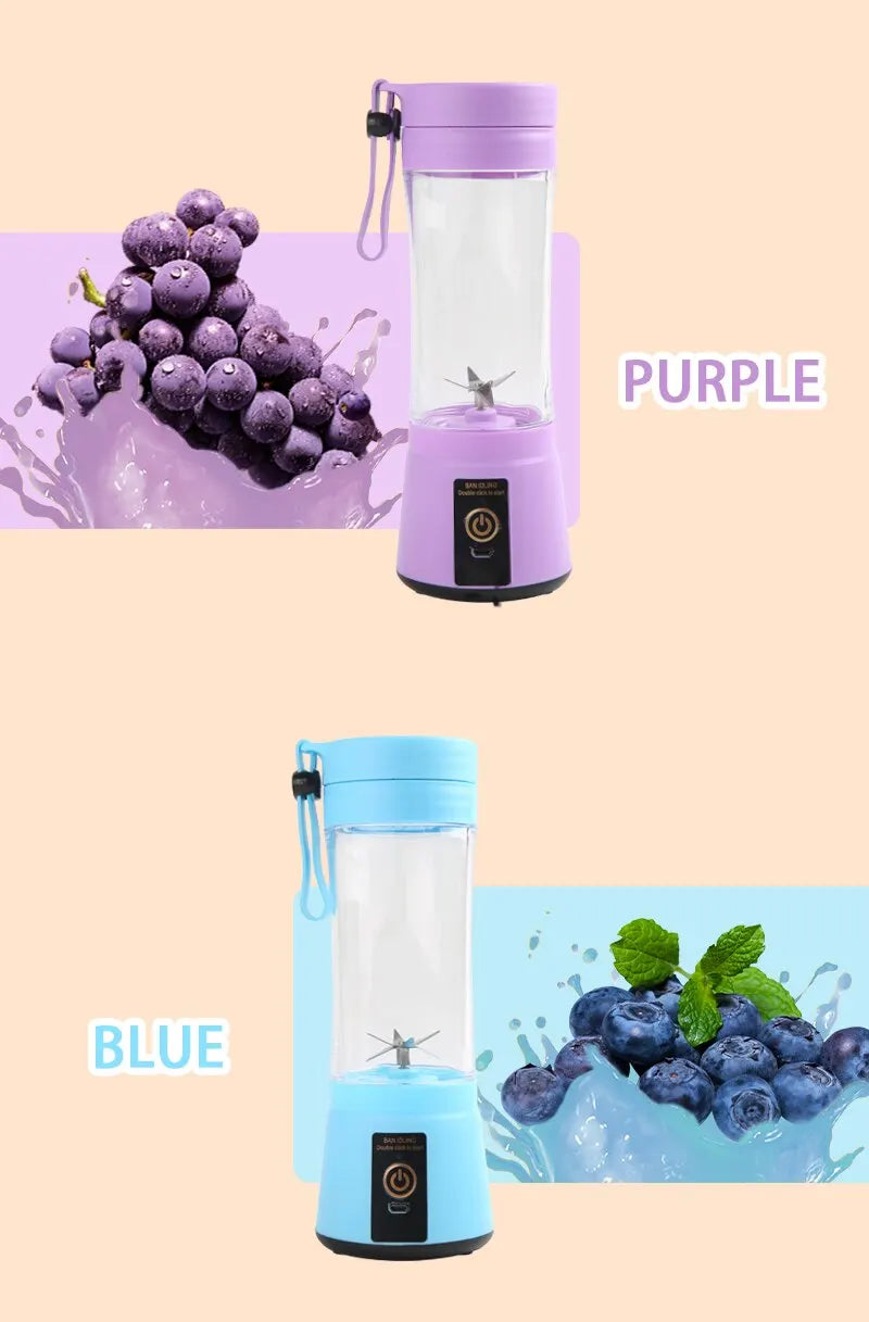 Portable Mini Juice Blender 🥤 Rechargeable 6-Blade Whirlwind Blender