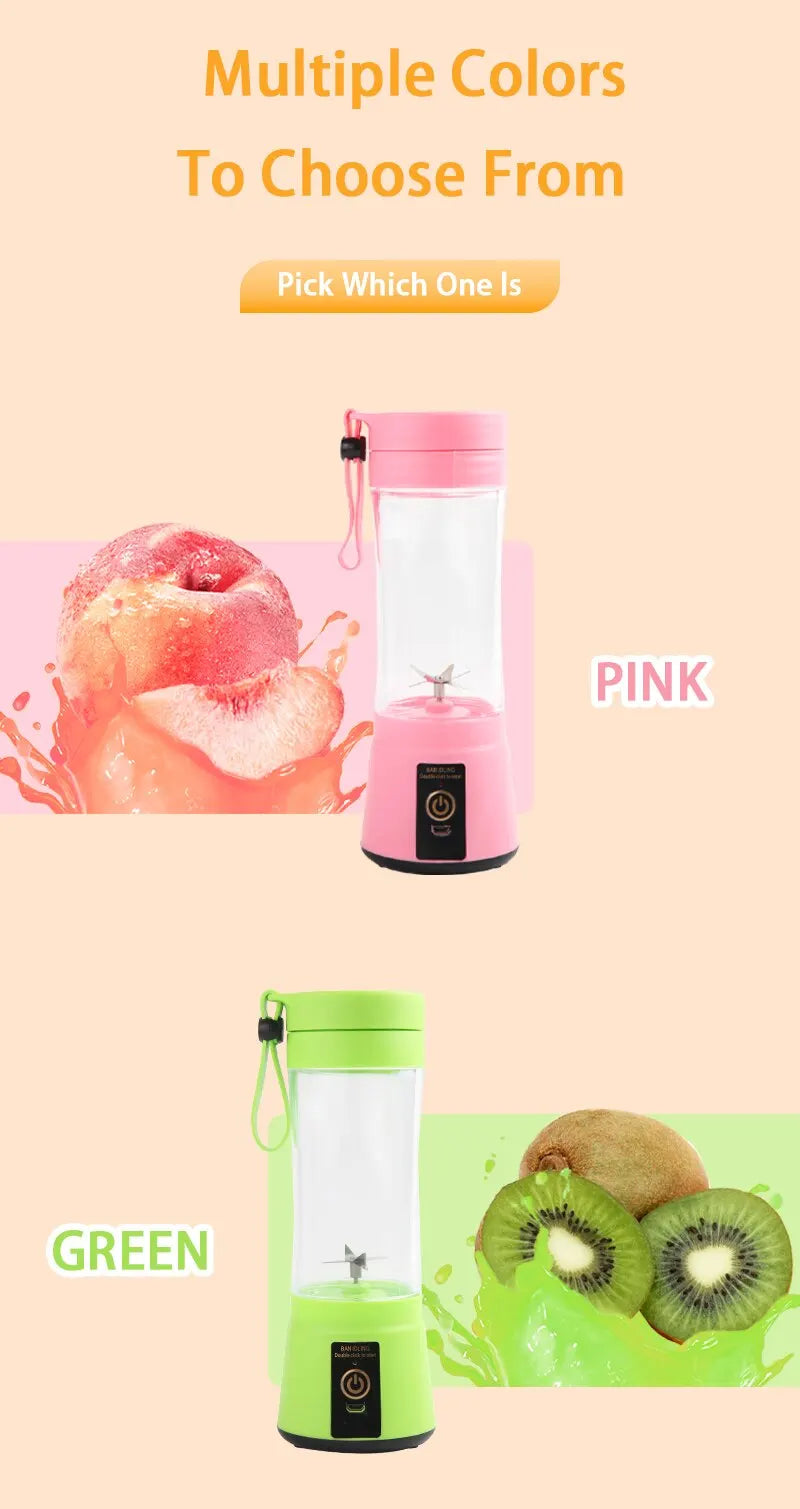 Portable Mini Juice Blender 🥤 Rechargeable 6-Blade Whirlwind Blender