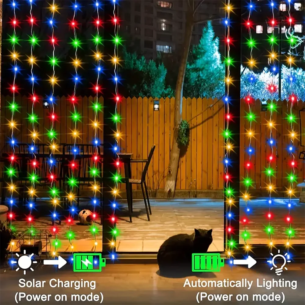 Solar Curtain String Lights