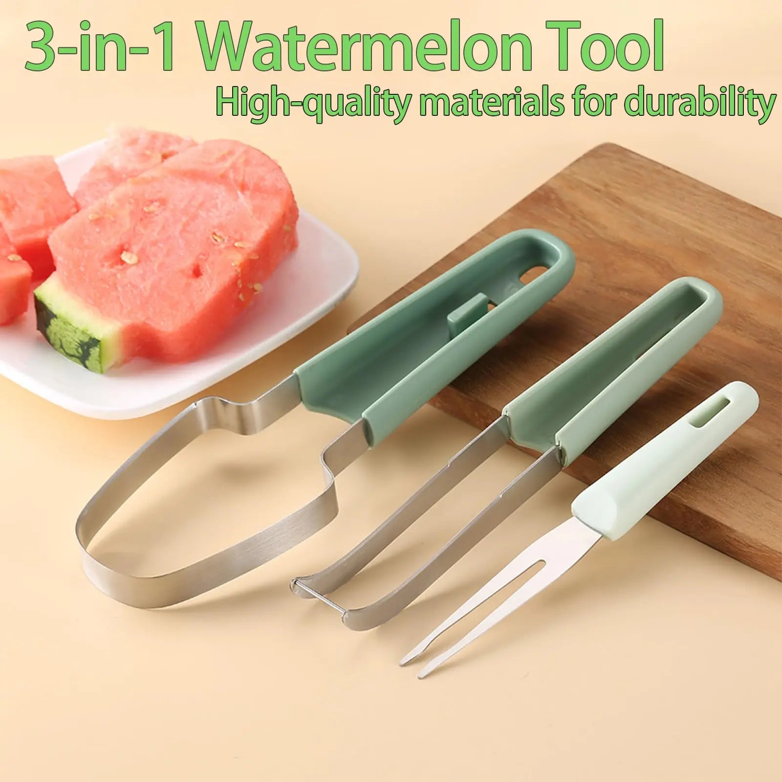 3-in-1 Watermelon Slicer & Fork 🍉✨ Stainless Steel Cutter